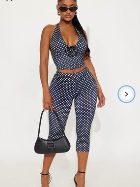 Polka dot halter capri set